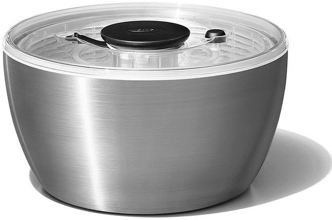 OXO 옥소 야채 탈수기 스텐 물기제거 대 채소 샐러드 5.7L, 스테인리스강, 1개
