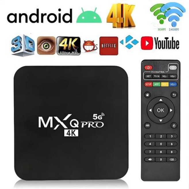 셋탑박스 MXQpro 스마트 TV 셋톱 박스 안드로이드 10.1 4K 미디어 플레이어 7.1 4GB 32GB RK3229 64GB 리모컨, Au 플러그_MXQ PRO, 1개