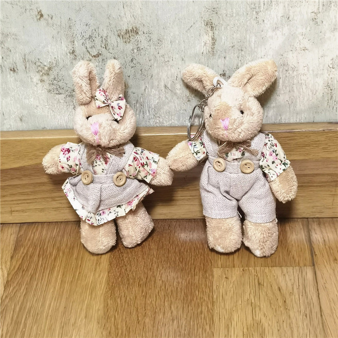 수수보따리 커플인형 키링 2종세트 열쇠고리 가방인형 곰인형 베어 토끼인형 래빗 키홀더 가방장식 차키링, 커플 토끼, 1세트