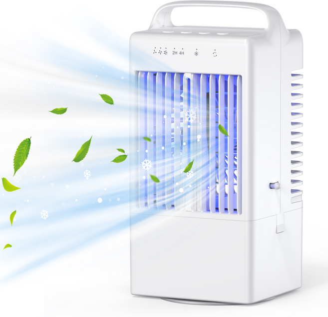 HU LULU 탁상형 저소음 자동회전 냉풍기 가습기 선풍기, 화이트