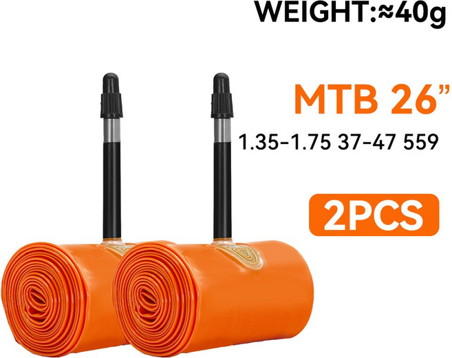 자전거 내부 튜브 ThinkRider 2PSC 초경량 자전거 내부 튜브 MTB TPU 소재 타이어 45mm 프렌치 26 27.5 인, Presta 밸브, 04 26X1.35-1.75, 1개