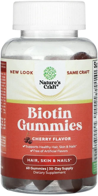 새해 첫좋은선물 Nature's Craft 비오틴 구미젤리 체리 맛 구미젤리 60개 제대로 할인합니다, NaturesCraft비오틴구미젤리체리맛구미젤리60개, 60정 - 쿠팡