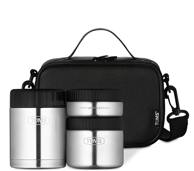 텀스 스텐 보온 도시락 3종 + 가방 세트, 혼합색상, 1개