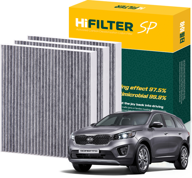 하이필터 기아 자동차 쏘렌토 활성탄 에어컨필터, 3개, 올 뉴 쏘렌토 (UM) HI-G007