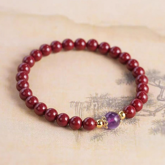 이레오몰 경면주사 자수정 팔찌 재물운을 부르는 L-0045