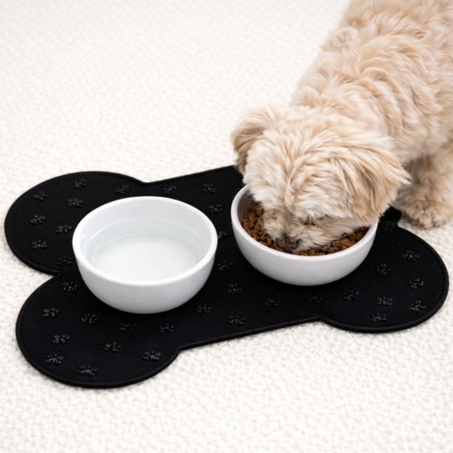요니크 실리콘 논슬립 반려동물 식기매트, 1개, 블랙S