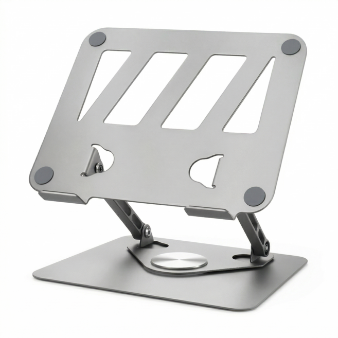 평안공방 노트북 거치대 360도 회전 높이 조절, 1개, 실버