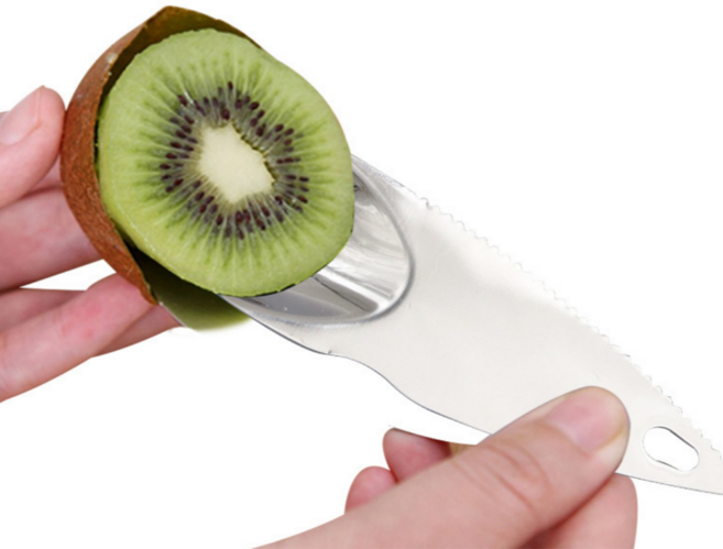 쿠코아 간편한 키위 스푼 커터기 과일 껍질 제거기, 1개, 실버