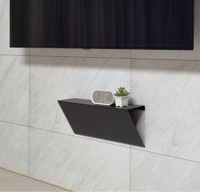 벽걸이 TV선정리 콘센트가리개 브라켓 셋탑박스 선반 사운드바 거치대 무타공 매직히든선반, 매직히든선반_블랙, 1개