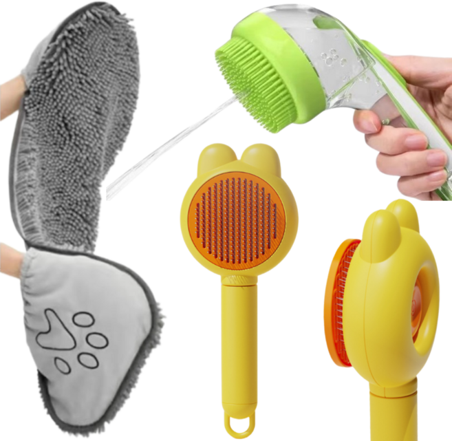 프라홈 반려동물 올인원 목욕용품, 1개, 멀티컬러(3종)