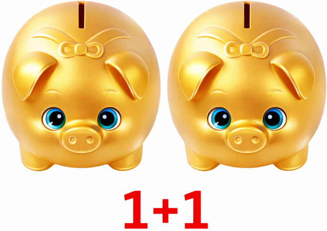 초승 국산 1+1 황금돼지 저금통(중) 2p, 골드, 1세트