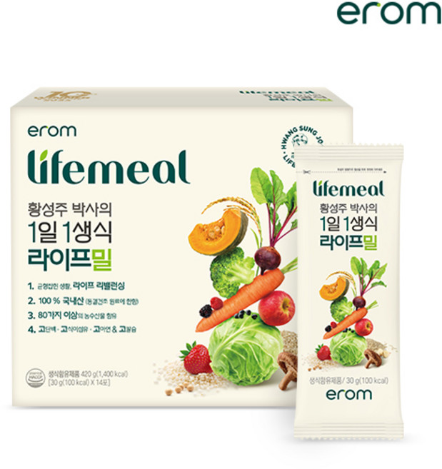 이롬 황성주 1일1생식 라이프밀 +흔들컵, 30g, 2박스