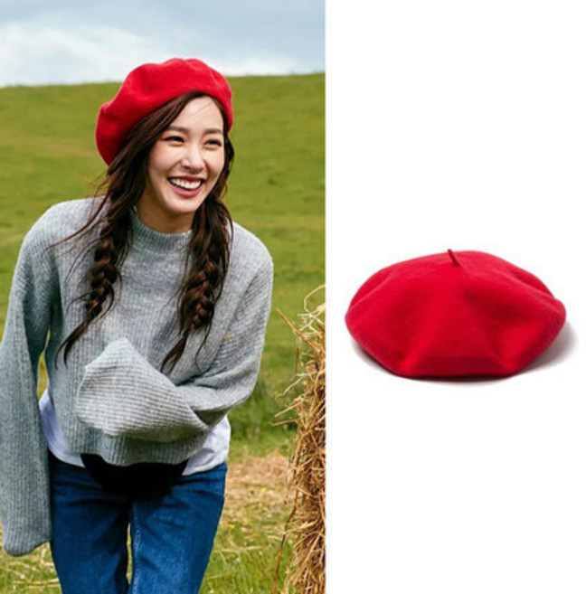베레모 여성 일본산 양털 베레모 가을 겨울 모직 니트 빈티지 화가 모자