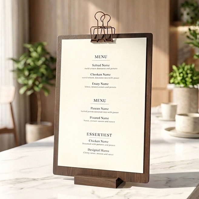 DND A4 클립보드 메뉴판 우드 안내판 카페 메뉴, 1개, A4 (월넛)