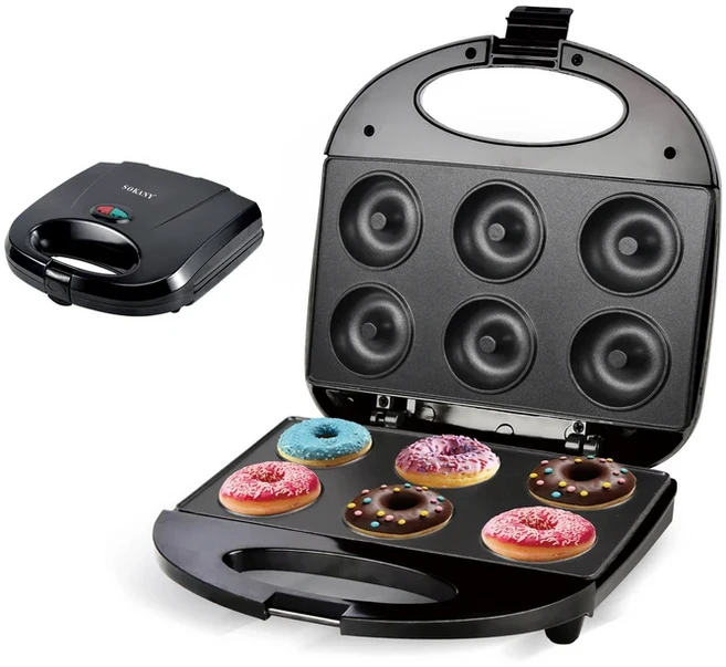 미니 도넛 메이커 기계 전기 프라이팬 비스킷 핫 케이크 메이커 주방 가전 베이킹을위한 비 스틱 멀티 쿡 B, 02 110V, 01 Black