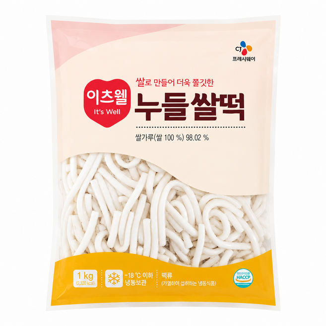 이츠웰 누들 쌀떡, 1kg, 5개