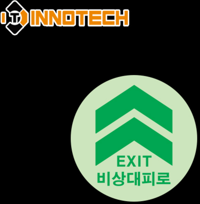 비상구 비상대피로 위치표시 원형 바닥용 스티커 410D07/200(2개 1SET), 그린계열, 1세트