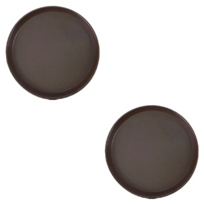 데일리찬 국산 고급 업소용 논슬립 쟁반 직사각 원형, 브라운, 2개