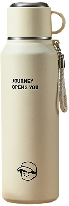 保溫瓶 隨身攜帶設計, 白色, 1個, 1000ml