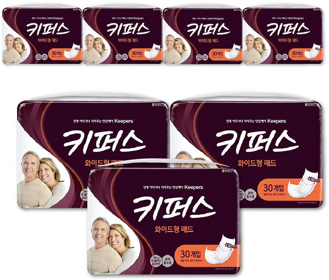 키퍼스 와이드형 패드 /남여공용 성인용 속기저귀, FREE(onesize), 30개입, 7개