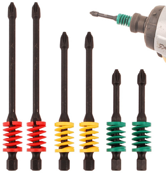 스프링 드릴비트 6종 드라이버 비트 임팩트 드라이버 비트 스프링 비트 홀더, 1세트