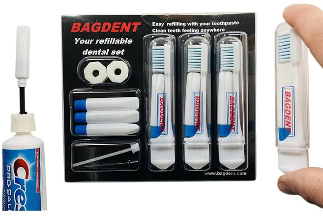 백덴트 여행용 칫솔 및 빈 용기 11개 PCS / 세트 접이식 3개 리필 튜브 6개(0 12 ) 충전 어댑터 2개 여행 비상 일상 사용