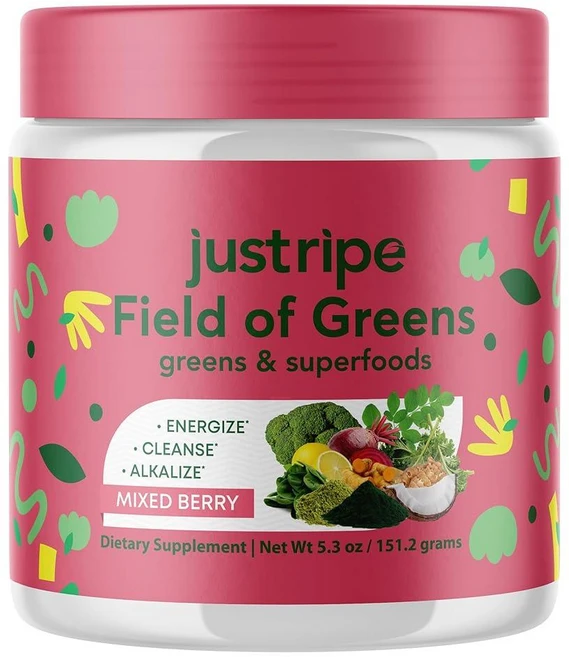 Field of Greens 슈퍼푸드 파우더 스피루리나 클로렐라 비트 뿌리 포함 바실러스 코아굴란 프로바이오틱스 장 을 하는 식물 기반 믹스 28스쿱 베리 2095521, Field of Greens 슈퍼푸드 파우더, 유기농, 1개, 151.2g - 쿠팡