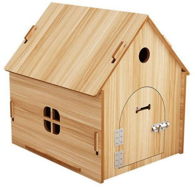 원목 강아지집 소형 우드 반려동물 집 실외 실내 강아지 고양이 펫하우스, 호두 색, 1개