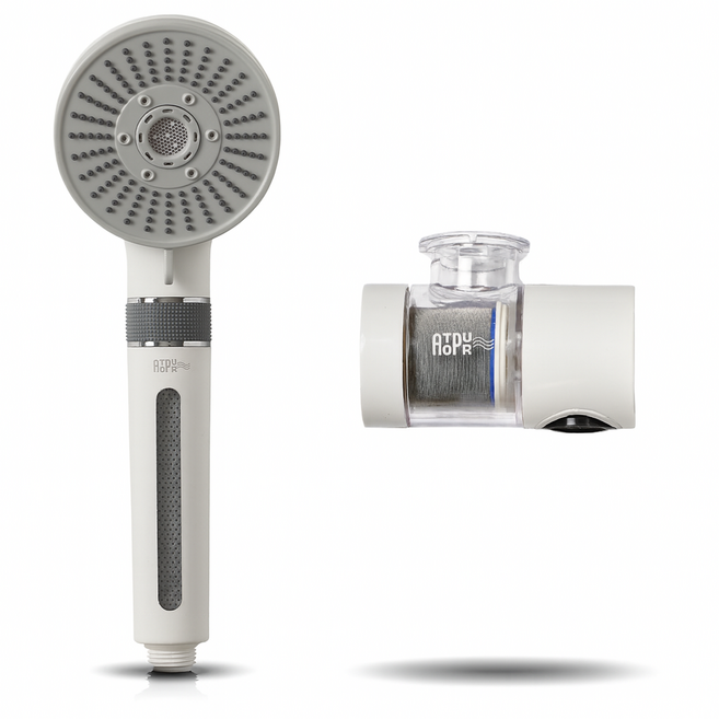 아토퓨어 출산 선물 아기 필터 샤워기+듀얼클린 회전 워터탭 세트 신생아 1+1, [33%할인뉴본세트] 아기샤워기+듀얼클린워터탭, 1개