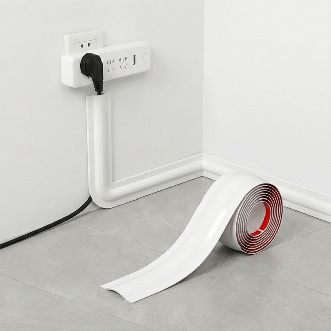 전선 정리 몰딩 테이프 케이블 가리개 3m, 화이트, 1개