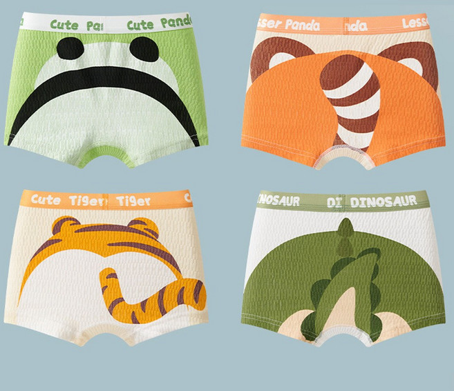 뒤태요정 남아 사각 드로즈 4매입 아동 면 팬티 세트 유아 속옷 어린이 초등학생