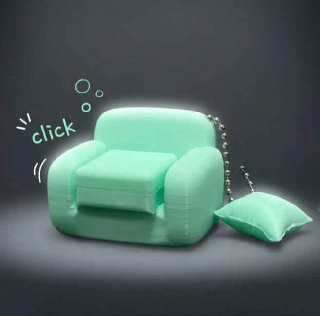 내 엄지의 안식처 소파 클리커 키링 피젯토이 ASMR 힐링템, 1개, 청축