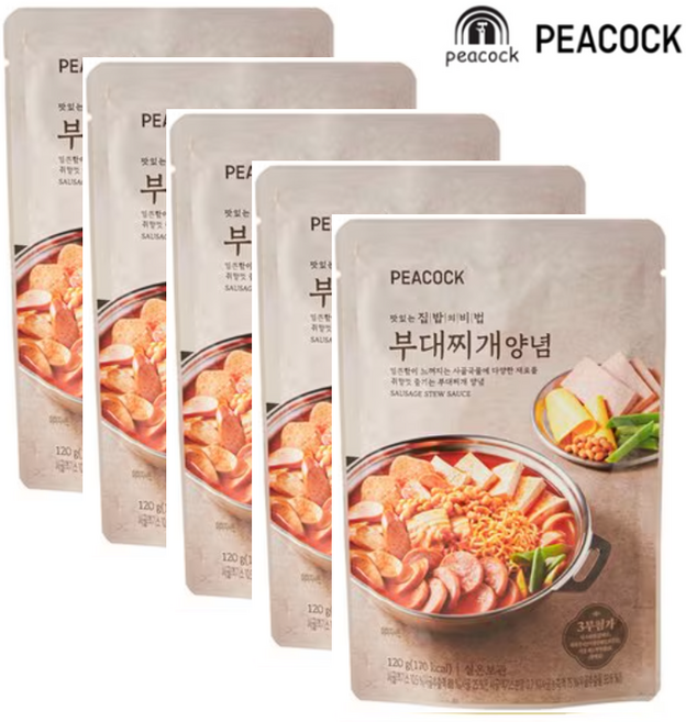 피코크 부대찌개 양념 수량옵, 5개, 120g