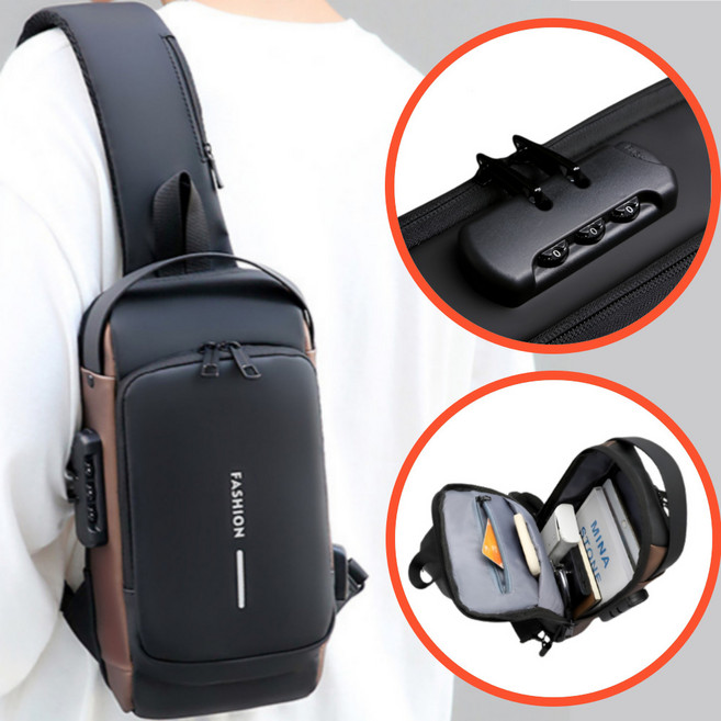 흠스아워 비밀번호 잠금 가방 도난방지 방수 크로스백