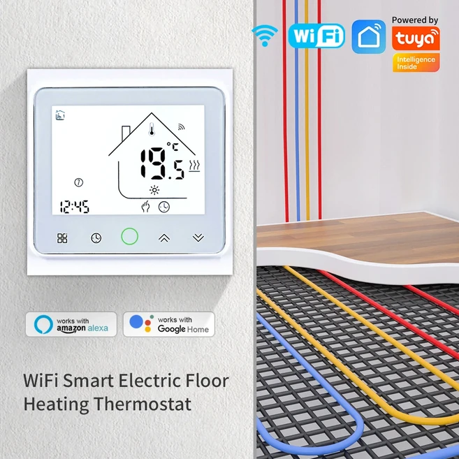 Tuya 스마트 라이프 WiFi 룸 온도 조절기 Alice Google 홈용 전기 바닥/물 난방/가스 보일러 컨트롤러, 04 16A Electric Heating