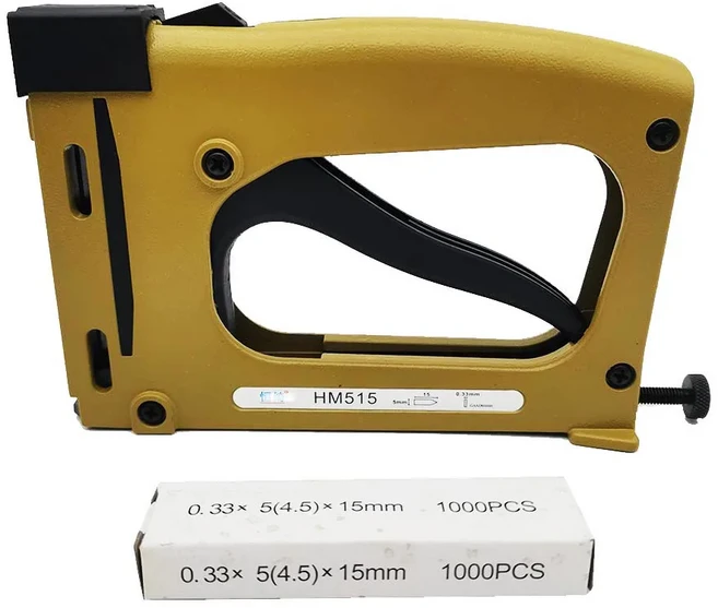 타정총 못박는총 콘크리트타정기 그림 프레이밍 포인트 드라이버 알루미늄 합금 핸드 액자 도구 1000/2000 네일 경량 Tacker 조절 가능, [01] Yellow 1Set
