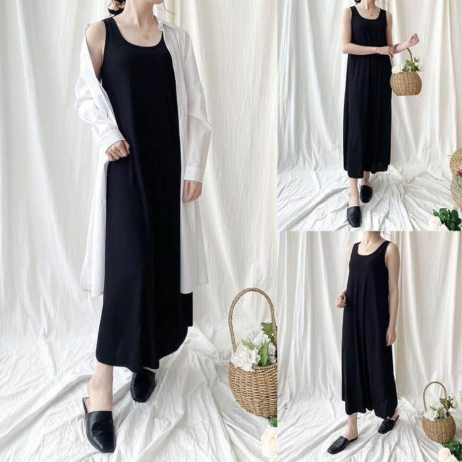 픽앤피크 빅사이즈 오버사이즈 쿨 골지 훌 롱나시원피스 (66-100)