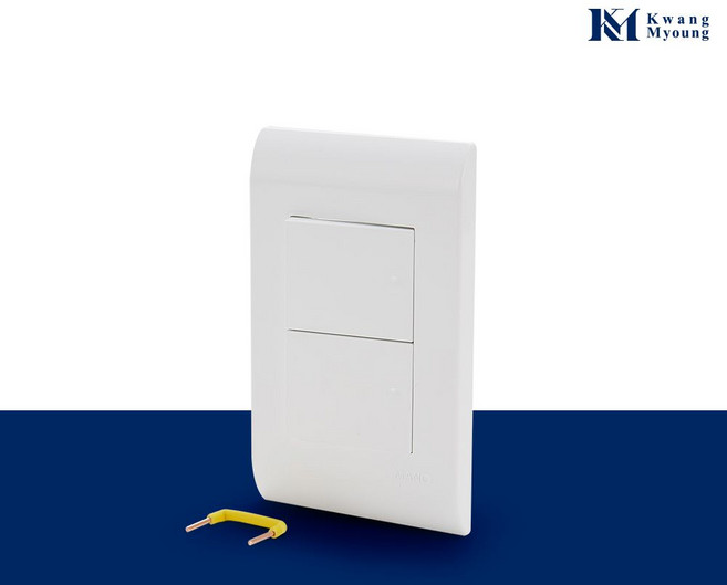 광명전기 국산 매입 와이드 스위치 2구 전등 전기 조립 커버, 1개