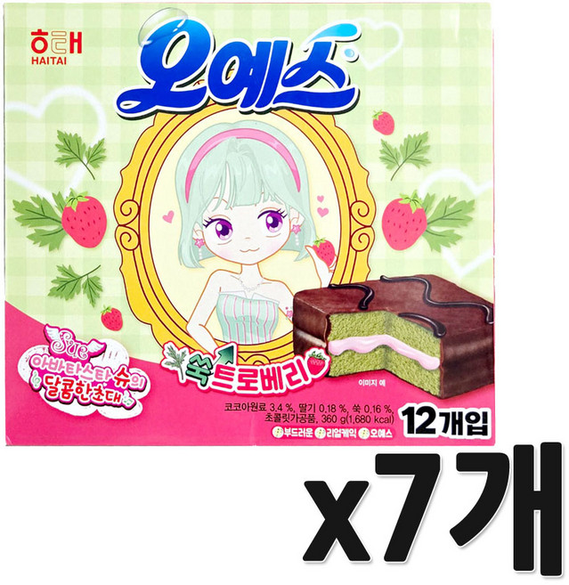 해태 오예스 쑥트로베리, 360g, 7개