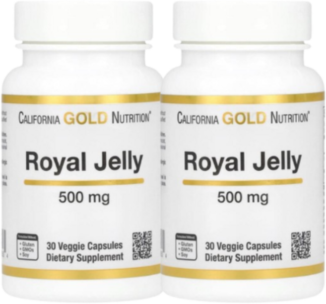 1+1 캘리포니아 골드 뉴트리션 로열젤리 500mg 베지 캡슐 30정, 2개