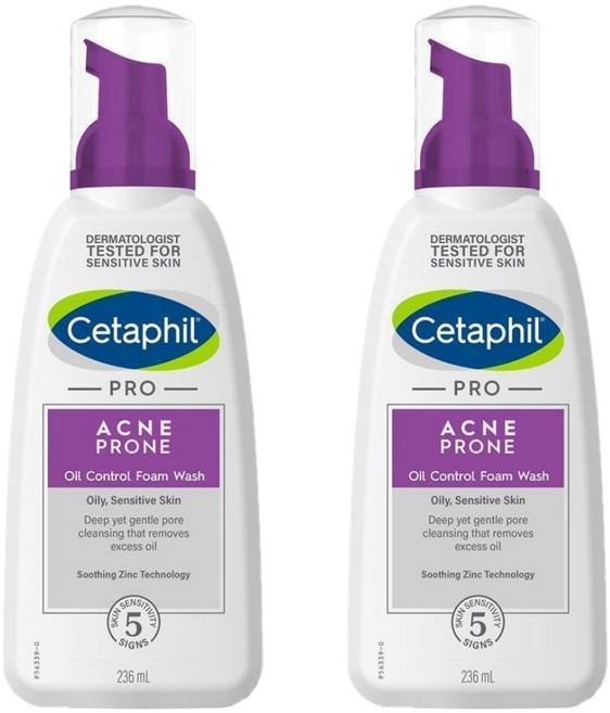 세타필 오일 컨트롤 포밍워시 폼클렌저 Cetaphil Pro Acne Prone Oil Control Foam Wash, 2개, 236ml