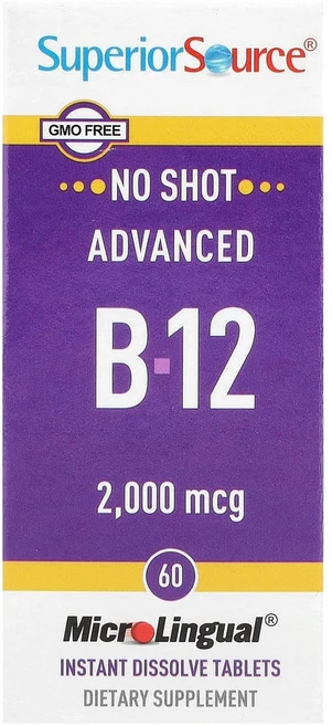 슈페리어소스 어드밴스드 B-12 2000mcg 용해되는 MicroLingual 정제 60정, 1개 - 쿠팡