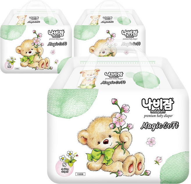 나비잠 기저귀 매직소프트 밴드 3팩, 소형(S), 132매