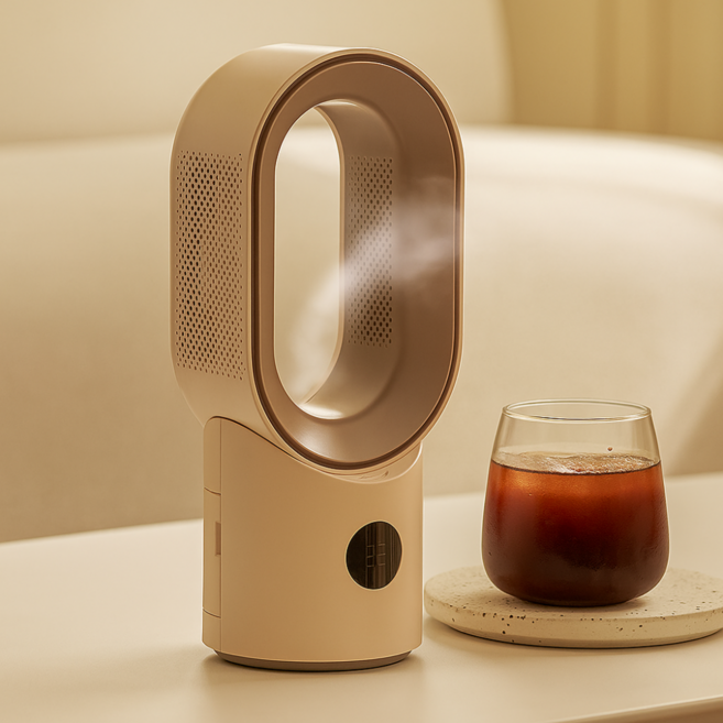하이온 무팬선풍기 탁상용 날개없는 무선 미니 소형 사무실 책상 화장대 캠핑 피크닉 BLDC 가습 서큘레이터 H32, 베이지