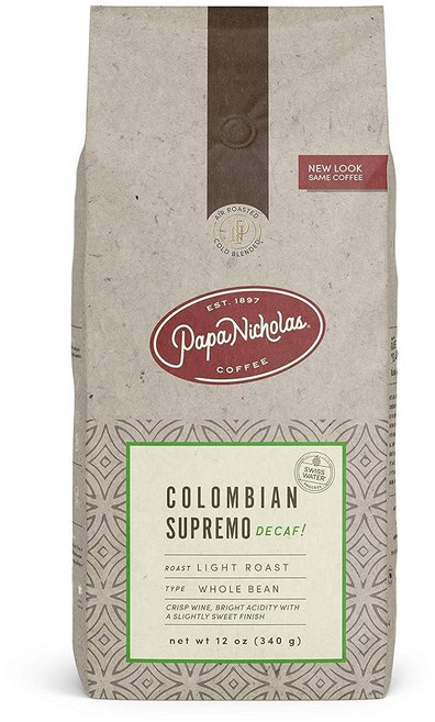 PapaNicholas Coffee 원두 커피 워터 프로세스 디카페인 콜롬비아 355ml(12온스), PapaNicholas Coffee 원두 커피, 워터