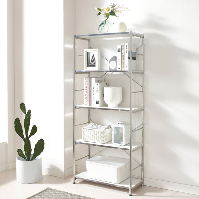 키모 스페셜 미드센츄리 수납 선반 책장 5단, 화이트