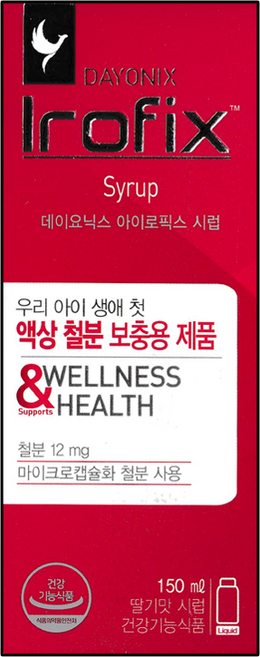 데이요닉스 아이로픽스 시럽 150ml 딸기맛 액상철분 성장기 유아 어린이 청소년 철분제, 1개