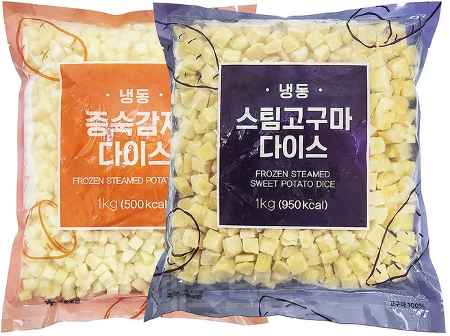 아토 냉동 증숙 감자 다이스 1kg + 증숙 고구마 다이스 1kg 세트, 1세트, 2kg