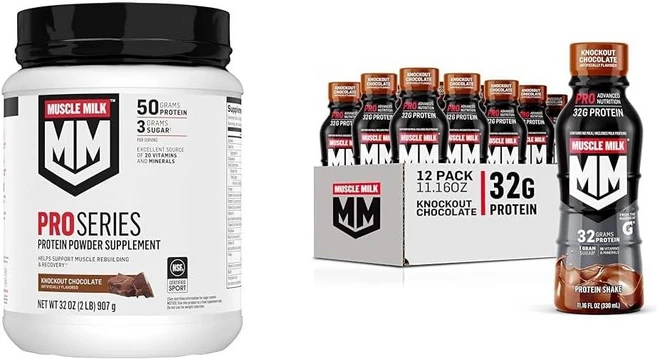 Muscle Milk 머슬밀크 프로 시리즈 프로틴파우더 녹아웃초콜릿 907g+프로틴쉐이크, 12개, 330ml - 쿠팡