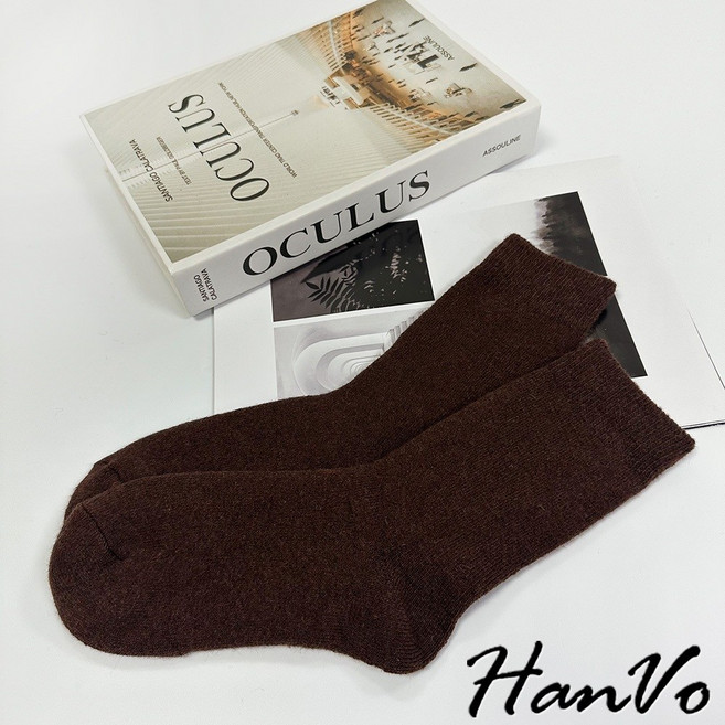 HanVo 男款加厚保暖羊毛中筒襪
